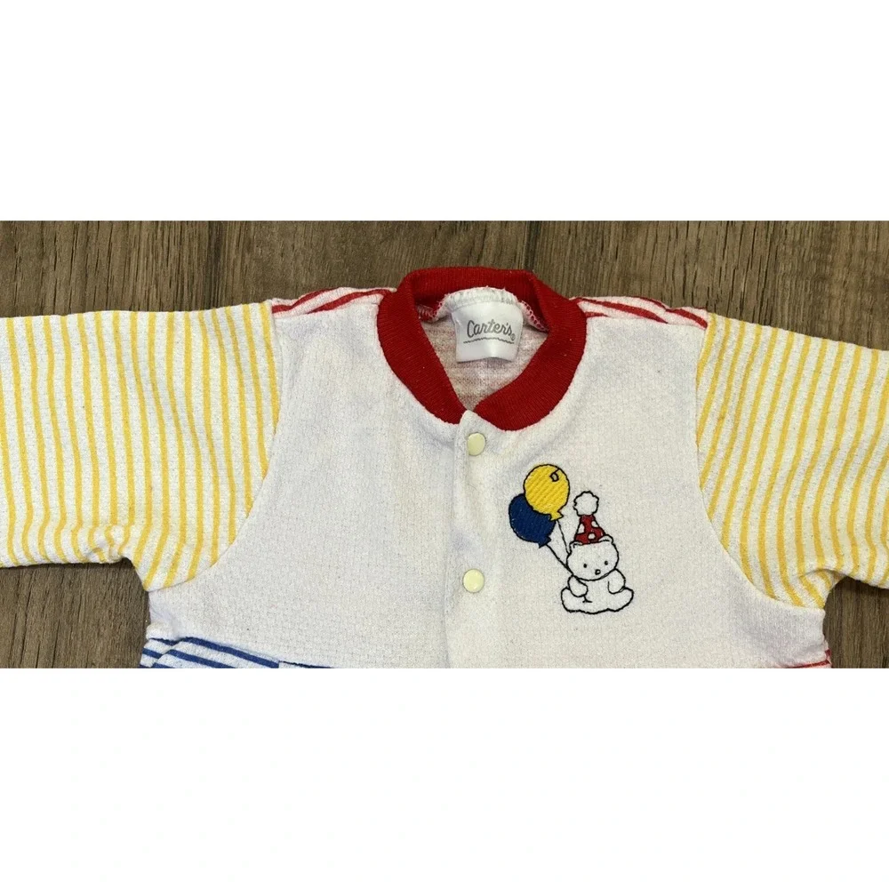 Vintage Carter's Clown Footed Sleeper Snaps Unisex Baby 9-12M Terry Cotton